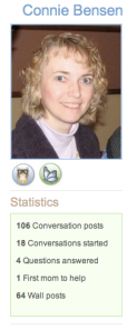 Circle of Moms Profile with User Statistics